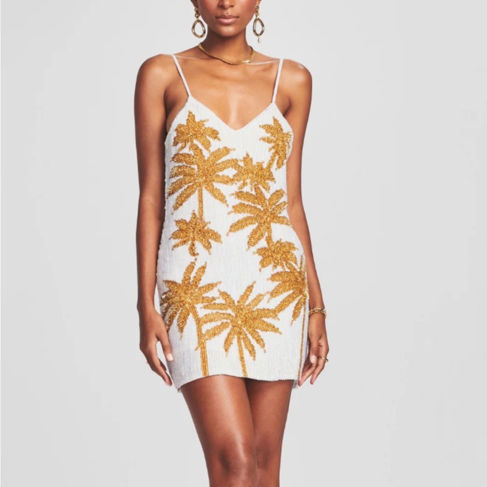 RETROFETE CLAIRE SEQUIN PALM DRESS SMALL